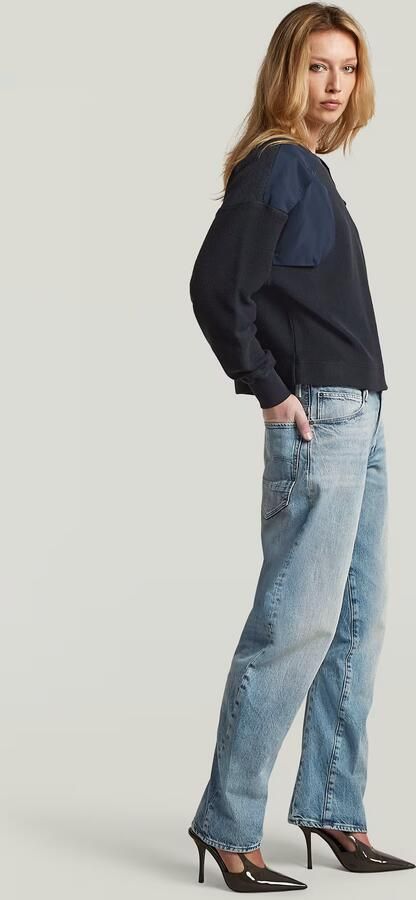 G-Star RAW Mixed Media Sweater Midden blauw Dames - Foto 6