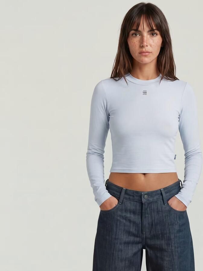 G-Star RAW Mock Slim Korte Top Lichtblauw Dames - Foto 5