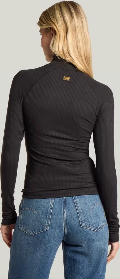G-Star RAW Mock Slim Rib Logo Top Zwart Dames - Foto 6