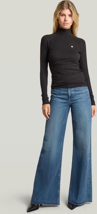 G-Star RAW Mock Slim Rib Logo Top Zwart Dames - Foto 5
