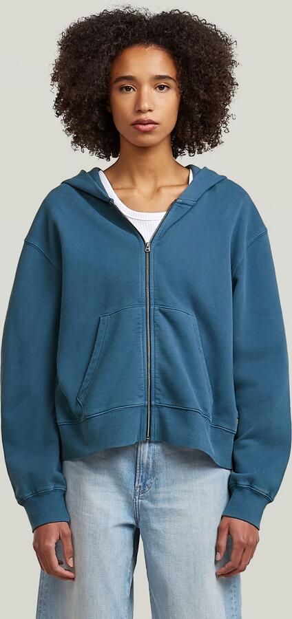 G-Star RAW Modern Basic Relaxed Zip Thru Hoodie Midden blauw Dames