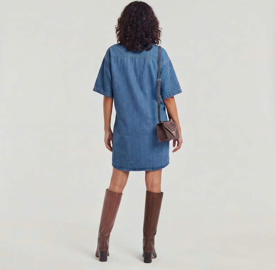 G-Star RAW Modular Blousejurk Midden blauw Dames - Foto 4
