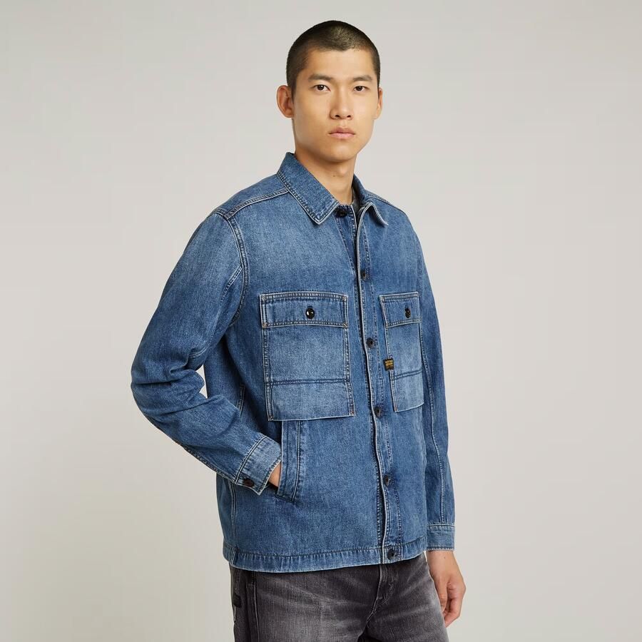 G-Star RAW Mosa Overshirt Midden blauw Heren - Foto 4