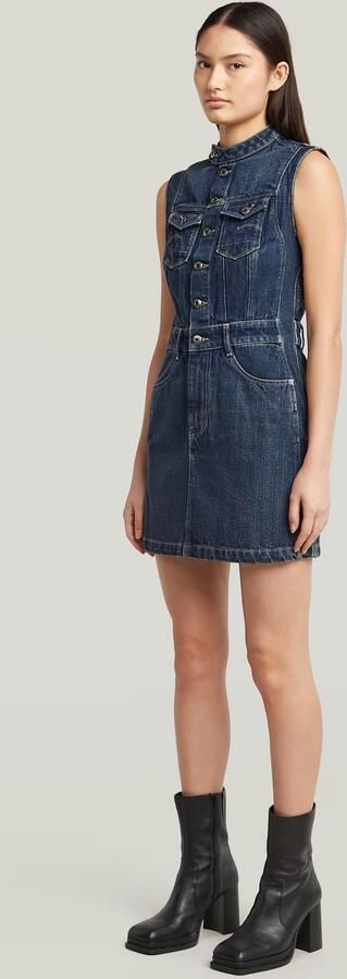 G-Star Raw Korte Jurk D27698 D577 MOTO SLIM DRESS SL-H555 ANTIQUE FADED TWISTER - Foto 5