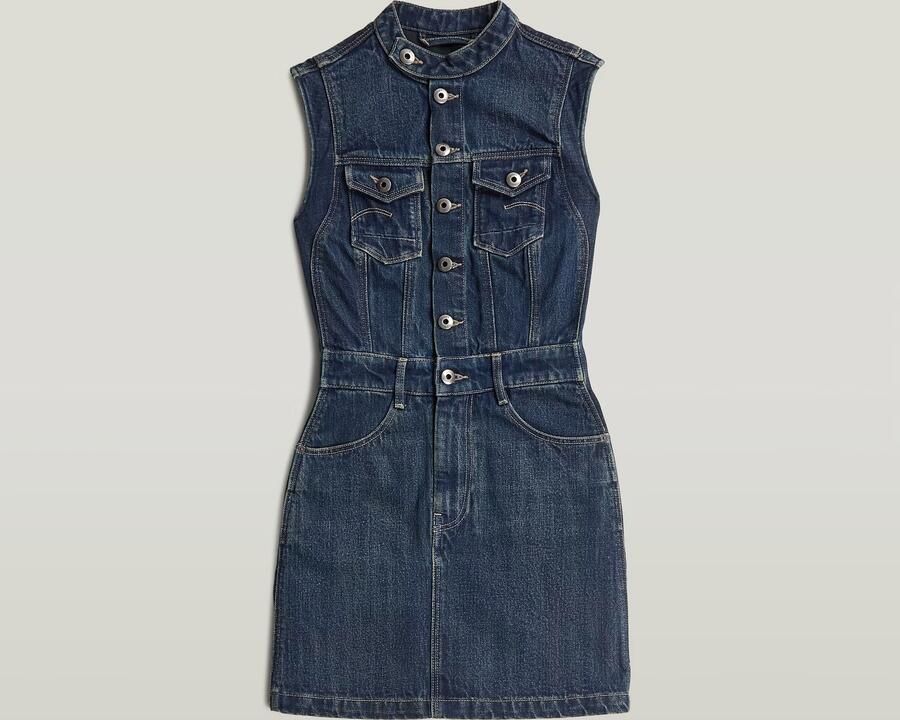 G-Star Raw Korte Jurk D27698 D577 MOTO SLIM DRESS SL-H555 ANTIQUE FADED TWISTER - Foto 3
