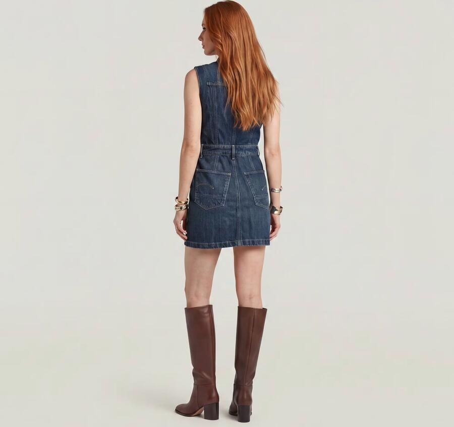 G-Star Raw Korte Jurk D27698 D577 MOTO SLIM DRESS SL-H555 ANTIQUE FADED TWISTER - Foto 4