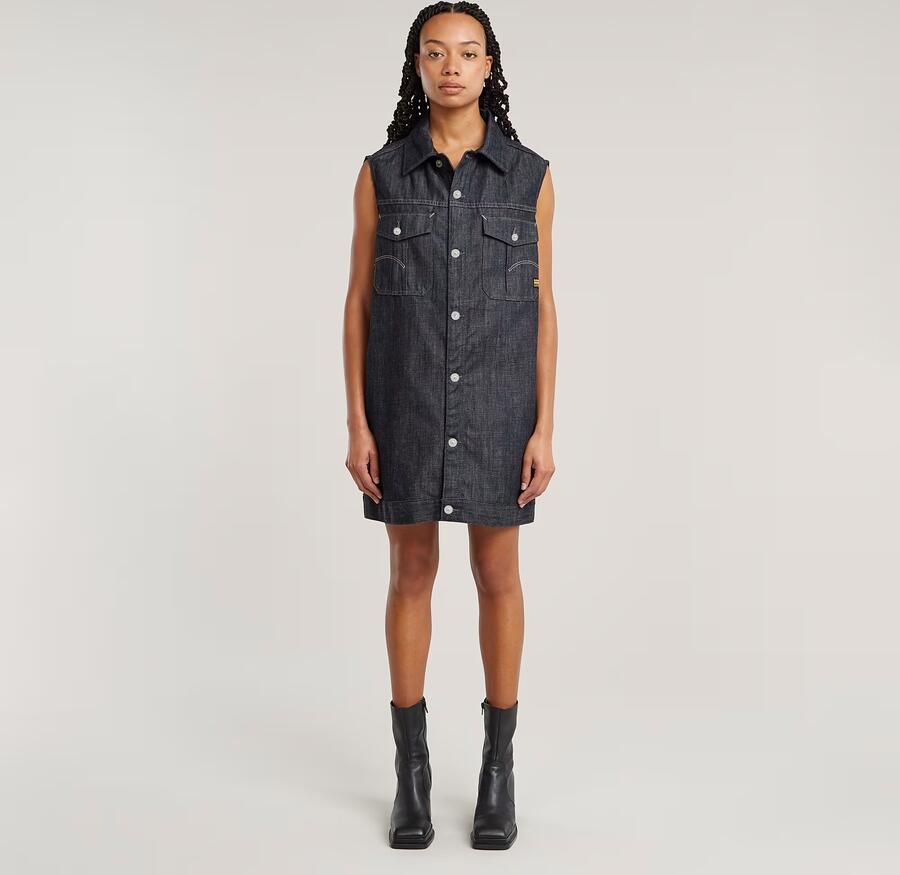 G-Star RAW Mouwloze Jurk Oversized Donkerblauw Dames - Foto 3