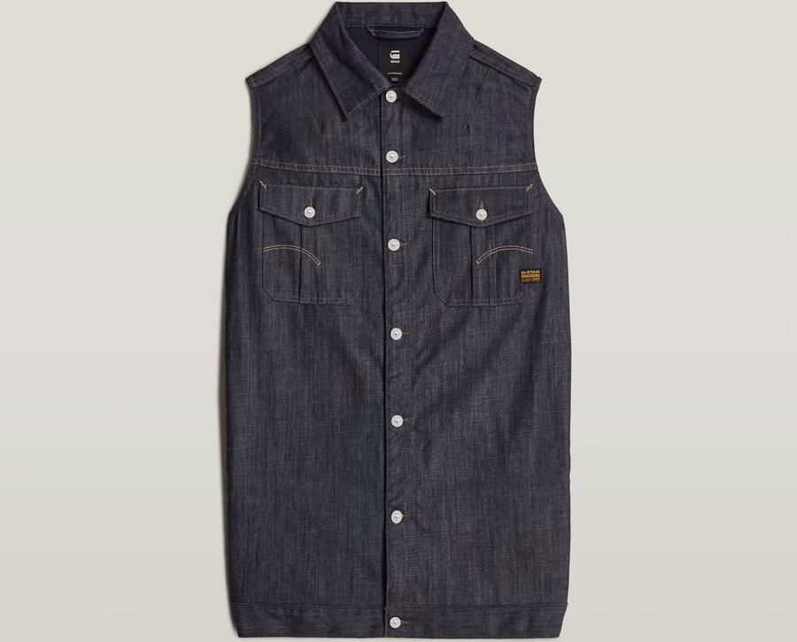 G-Star RAW Mouwloze Jurk Oversized Donkerblauw Dames - Foto 6