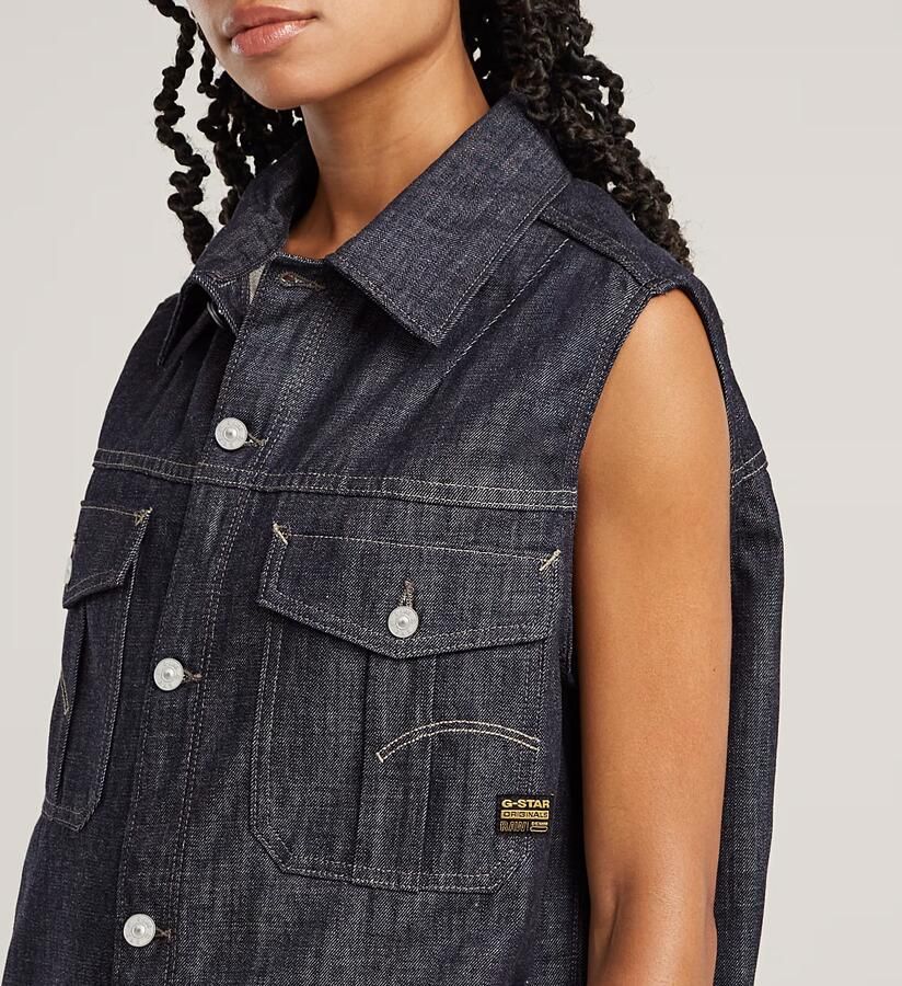 G-Star RAW Mouwloze Jurk Oversized Donkerblauw Dames - Foto 5