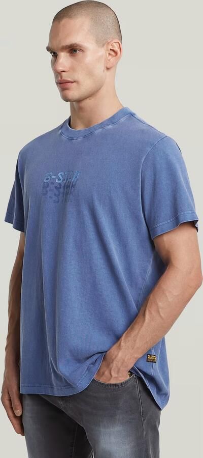 G-Star RAW Multi Logo Overdyed Loose T-Shirt Midden blauw Heren - Foto 6