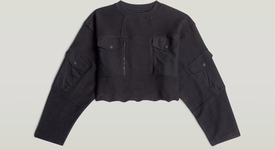 G-Star RAW Multi Pocket Mix Loose Cropped Sweater Zwart Dames - Foto 4