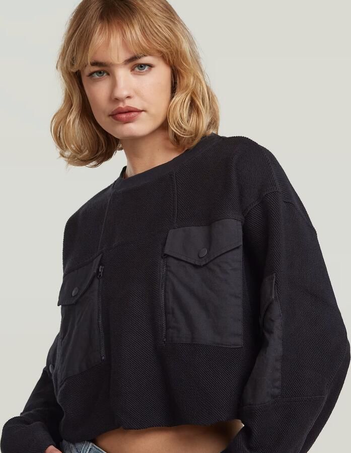 G-Star RAW Multi Pocket Mix Loose Cropped Sweater Zwart Dames - Foto 3