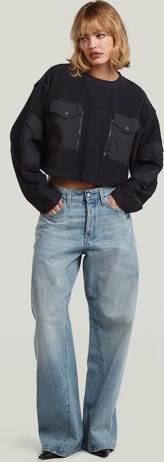 G-Star RAW Multi Pocket Mix Loose Cropped Sweater Zwart Dames - Foto 6