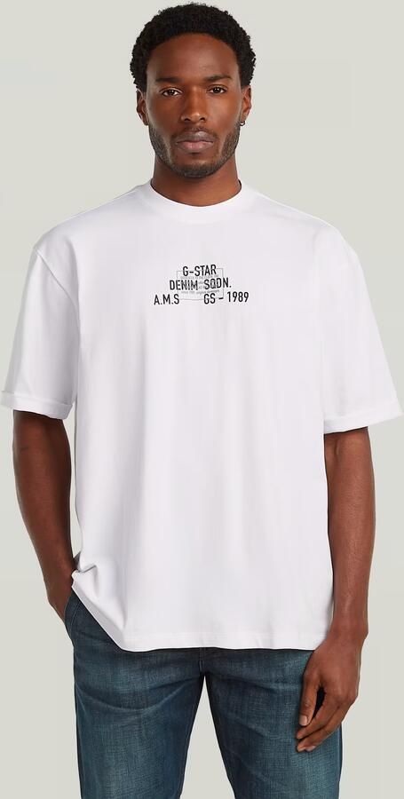 G-Star RAW Multi Technique Graphic Relaxed T-Shirt Wit Heren