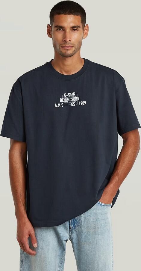 G-Star RAW Multi Technique Relaxed T-Shirt Donkerblauw Heren