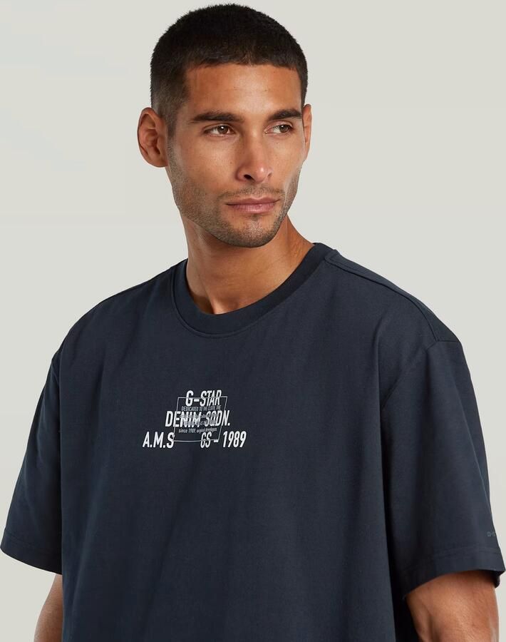 G-Star RAW Multi Technique Relaxed T-Shirt Donkerblauw Heren - Foto 3