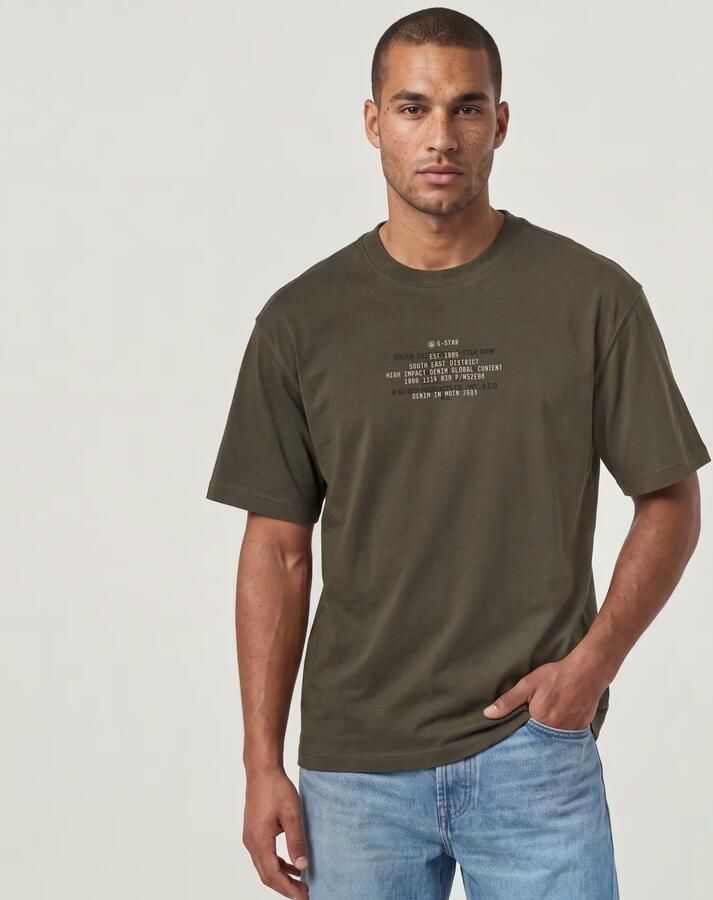 G-Star RAW Multi Text Relaxed T-Shirt Bruin Heren