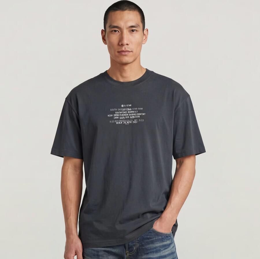 G-Star RAW Multi Text Relaxed T-Shirt Donkerblauw Heren - Foto 4