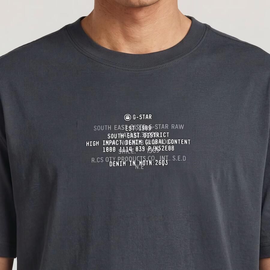 G-Star RAW Multi Text Relaxed T-Shirt Donkerblauw Heren - Foto 3