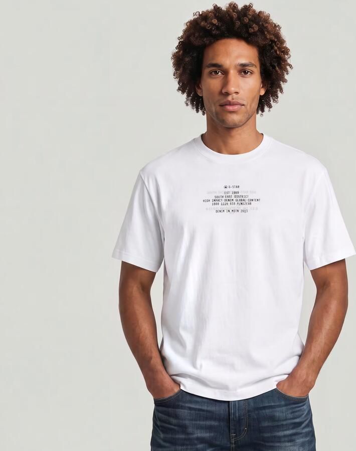 G-Star RAW Multi Text Relaxed T-Shirt Wit Heren