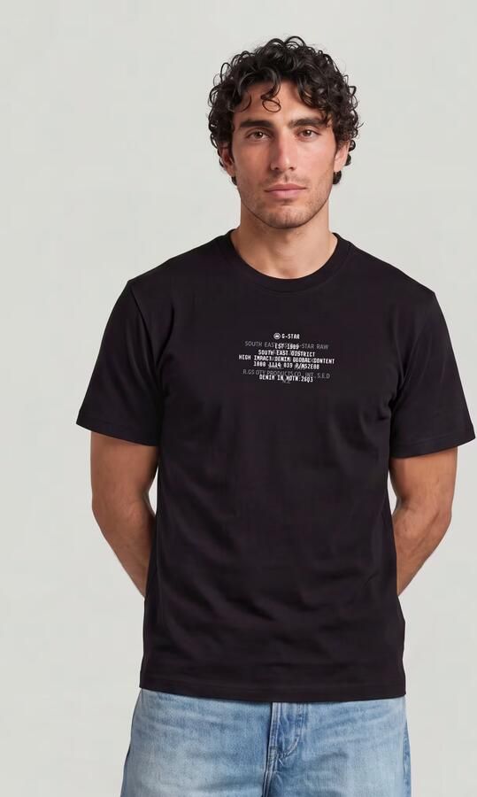 G-Star RAW Multi Text Relaxed T-Shirt Zwart Heren
