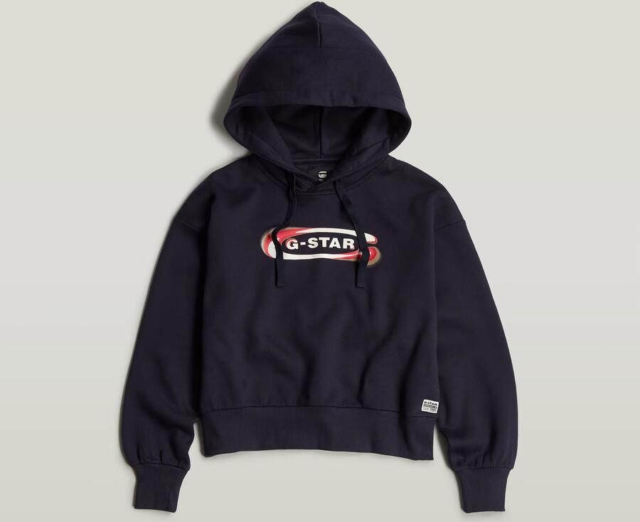 G-Star RAW Old Skool Logo Loose Hoodie Donkerblauw Dames - Foto 6