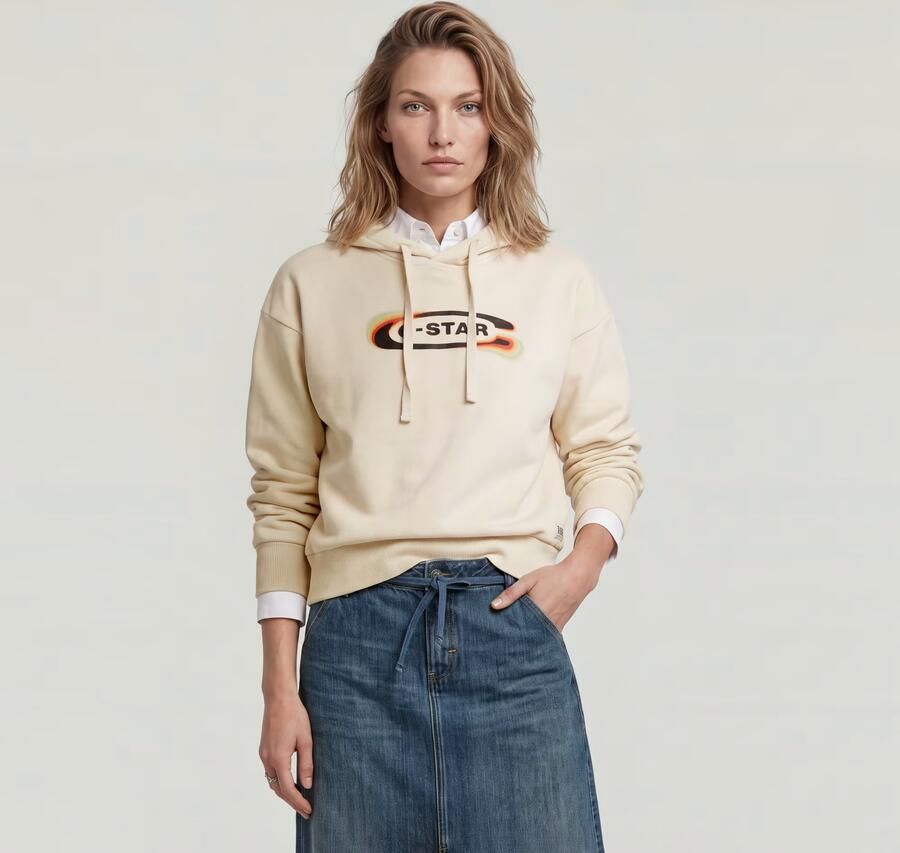 G-Star RAW Old Skool Logo Loose Hoodie Wit Dames - Foto 9