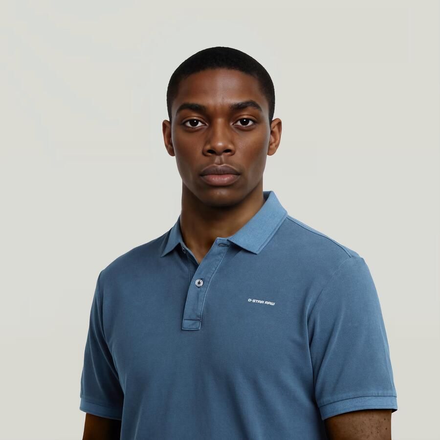 G-Star RAW Oluv Slim Polo Midden blauw Heren