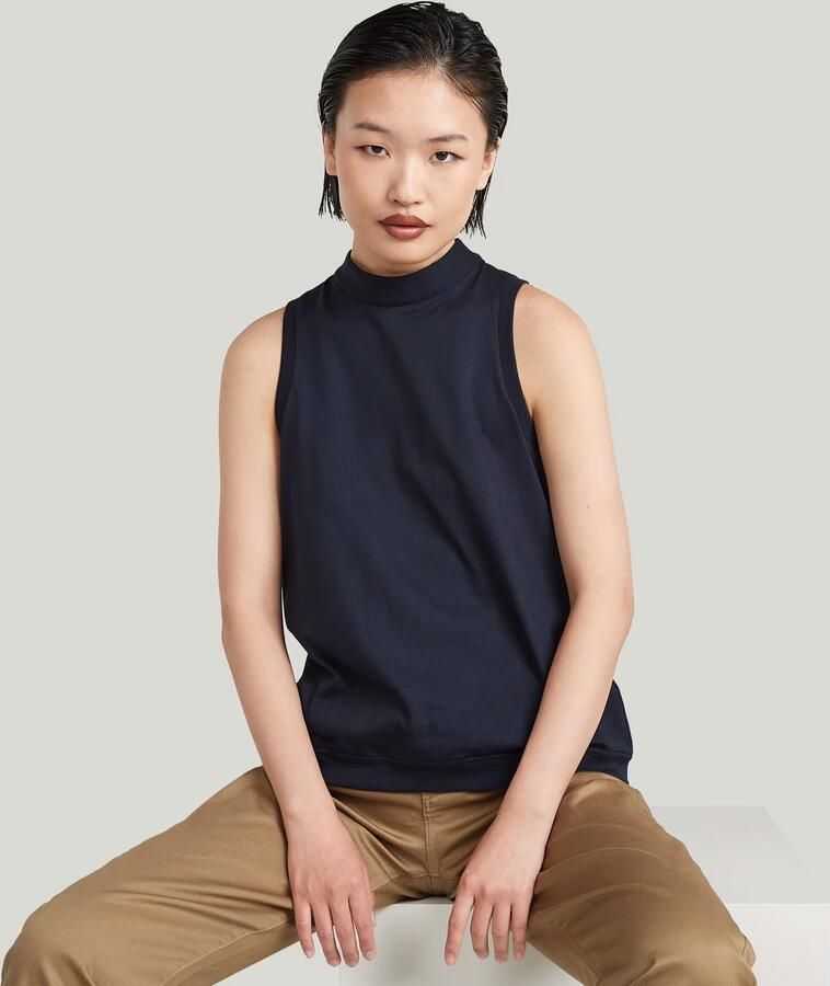 G-Star RAW Open Back Knit Tanktop Donkerblauw Dames