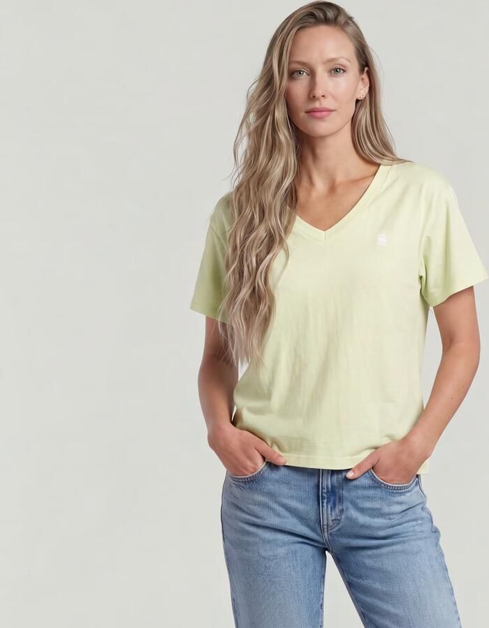 G-Star RAW Open V-neck Relaxed T-shirt Groen Dames - Foto 4