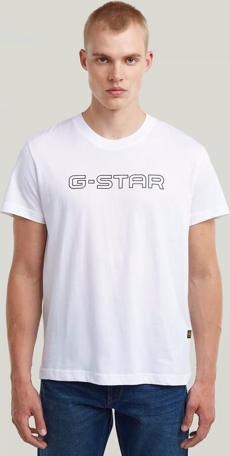G-Star RAW Outline Corporate Script Logo T-Shirt Wit Heren - Foto 7