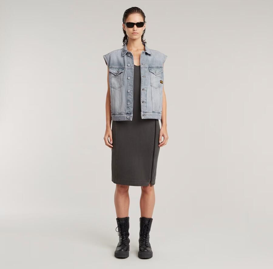 G-Star RAW Overdyed Asymmetric Zip Jurk Zwart Dames - Foto 4