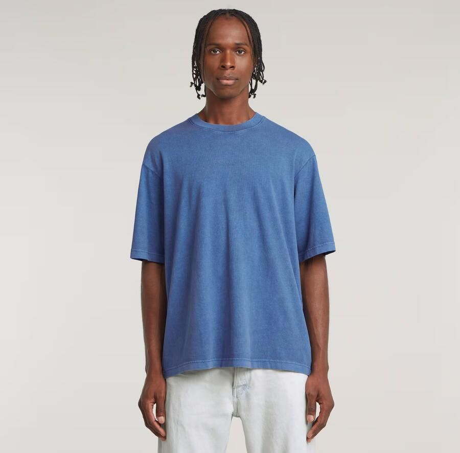 G-Star RAW Overdyed Center Chest Boxy T-Shirt Midden blauw Heren