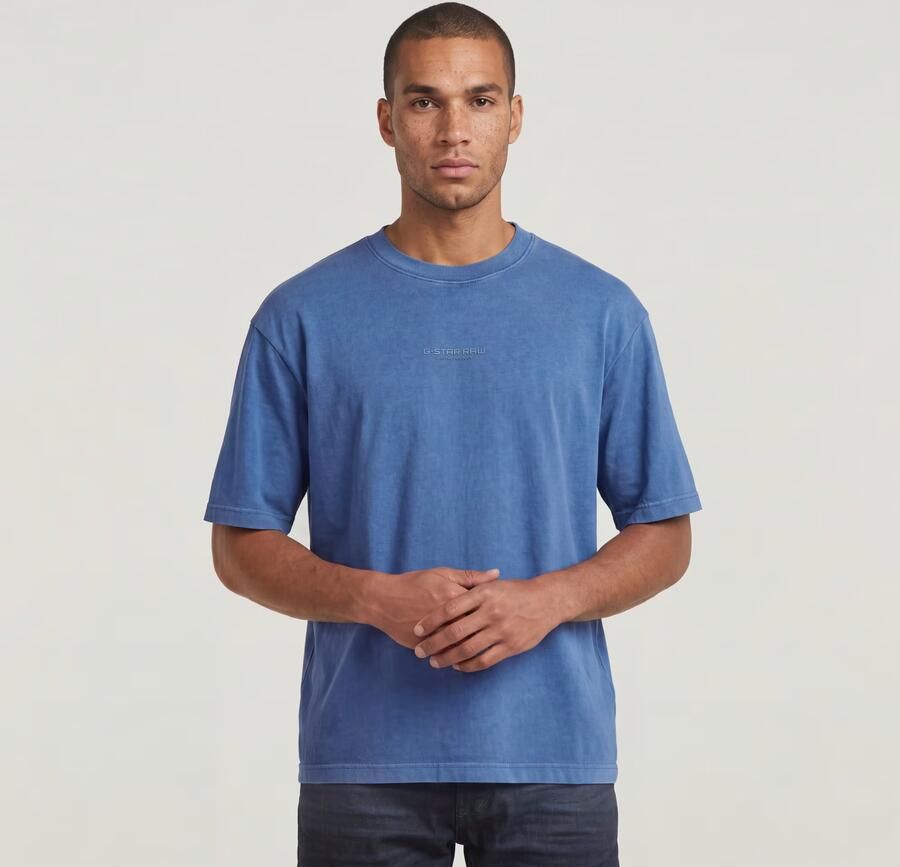 G-Star RAW Overdyed Center Chest Boxy T-Shirt Midden blauw Heren - Foto 3