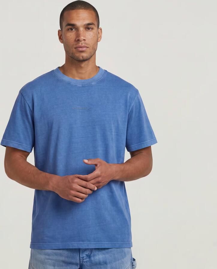 G-Star RAW Overdyed Center Chest Loose T-Shirt Midden blauw Heren - Foto 3