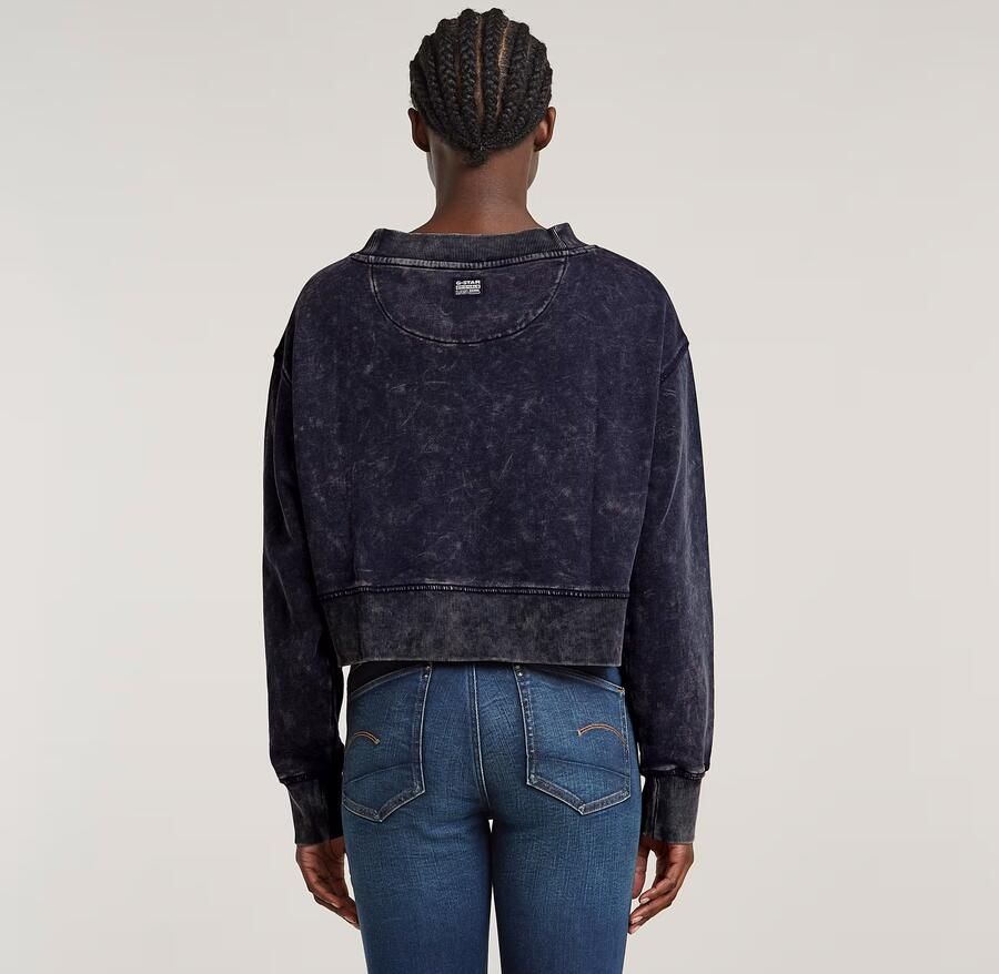 G-Star RAW Overdyed Cropped Logo Loose Sweater Donkerblauw Dames - Foto 7