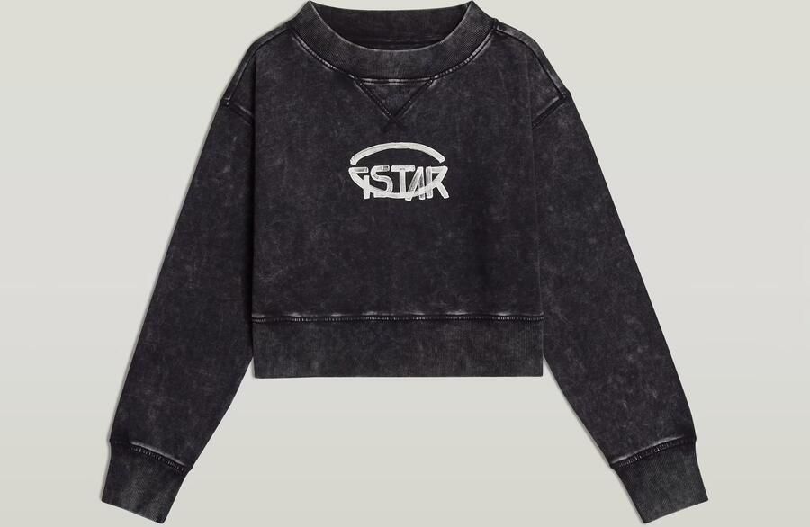 G-Star RAW Overdyed Cropped Logo Loose Sweater Zwart Dames - Foto 6