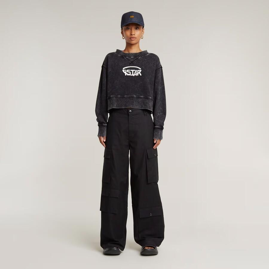 G-Star RAW Overdyed Cropped Logo Loose Sweater Zwart Dames - Foto 3