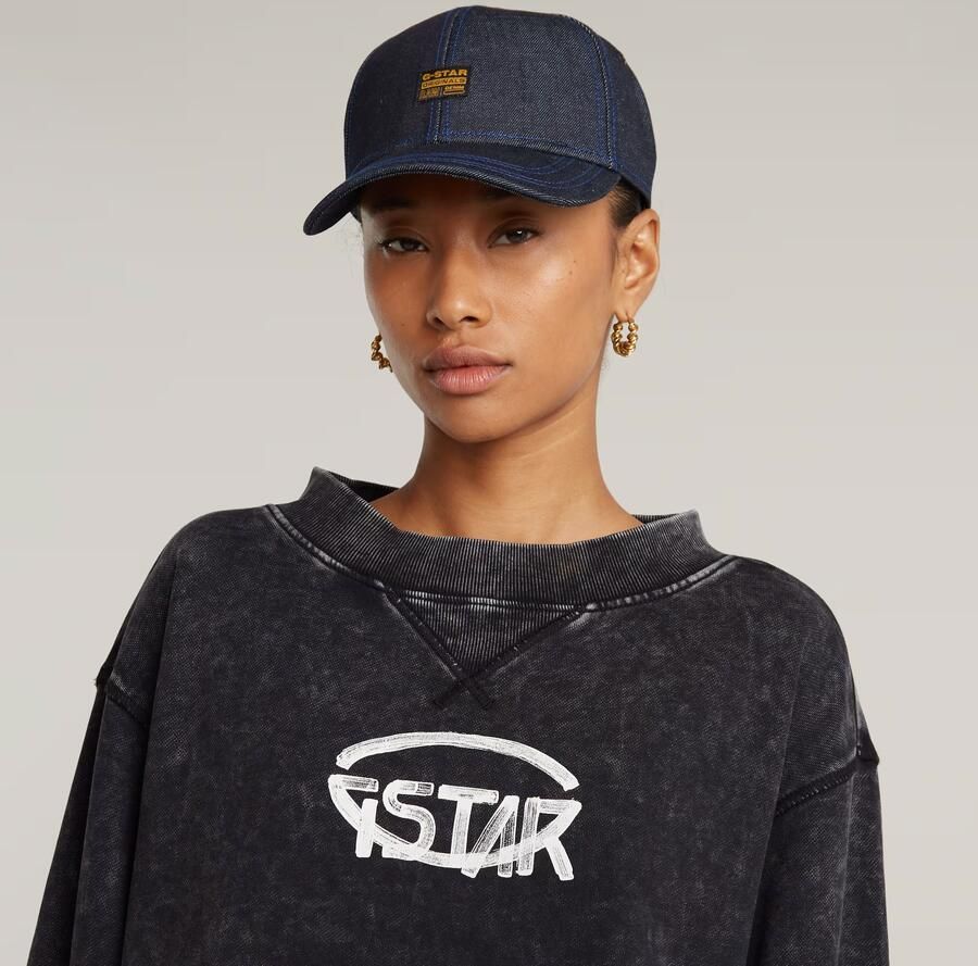 G-Star RAW Overdyed Cropped Logo Loose Sweater Zwart Dames - Foto 5