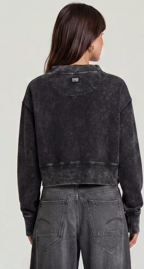 G-Star RAW Overdyed Cropped Logo Loose Sweater Zwart Dames - Foto 5