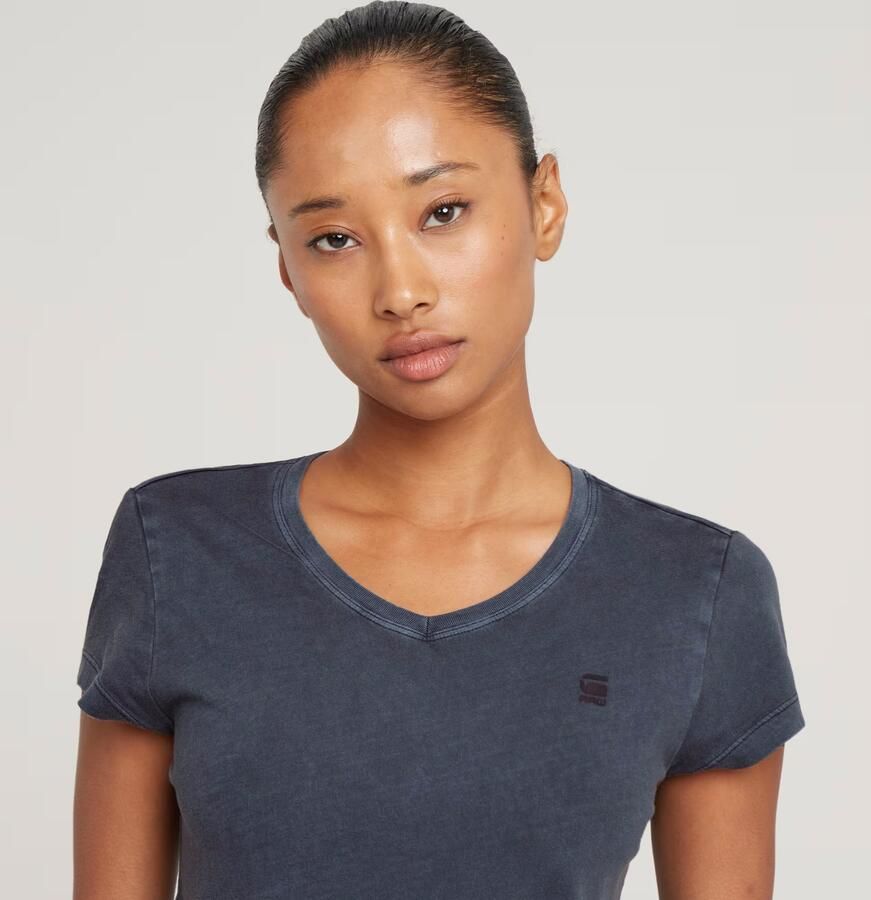 G-Star RAW Overdyed Eyben Slim V-Hals Top 2.0 Donkerblauw Dames - Foto 10