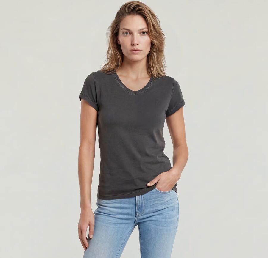 G-Star RAW Overdyed Eyben Slim V-Hals Top 2.0 Zwart Dames - Foto 8
