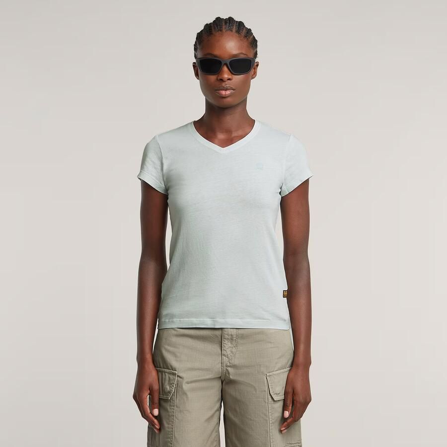 G-Star RAW Overdyed Eyben Slim V-Neck Top Lichtblauw Dames - Foto 7