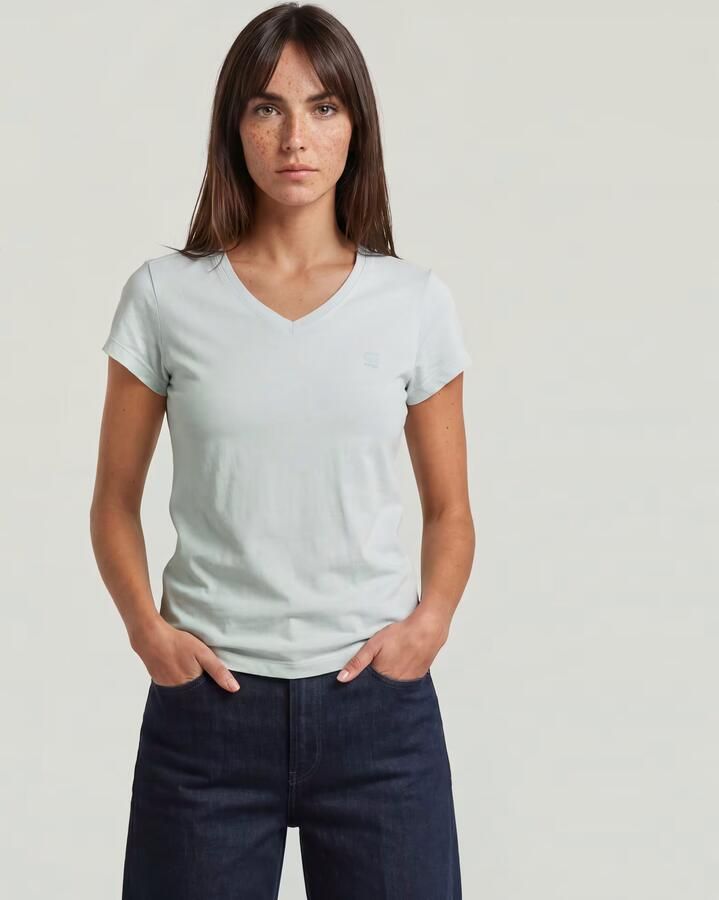 G-Star RAW Overdyed Eyben Slim V-Neck Top Lichtblauw Dames - Foto 9