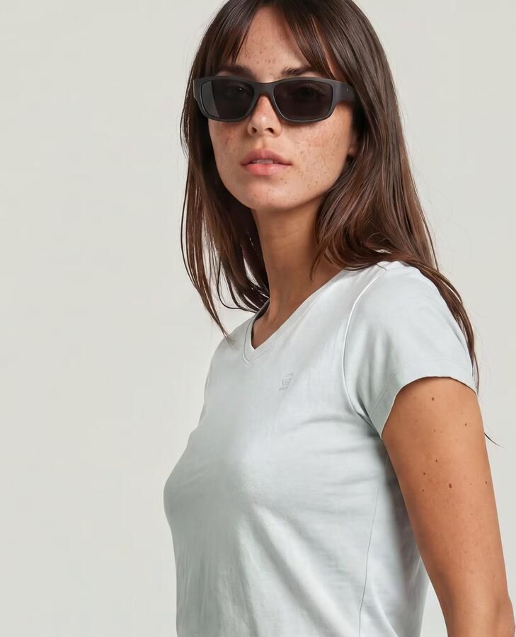 G-Star RAW Overdyed Eyben Slim V-Neck Top Lichtblauw Dames - Foto 8