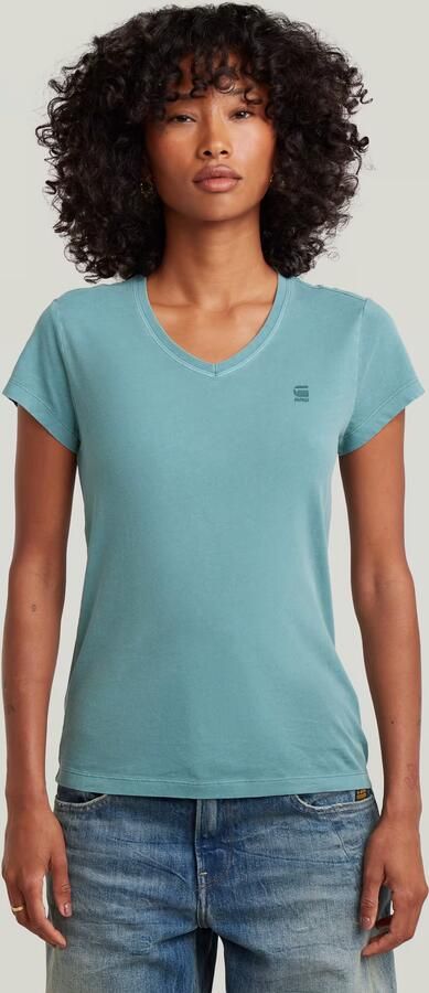 G-Star RAW Overdyed Eyben Slim V T-shirt 2.0 Midden blauw Dames