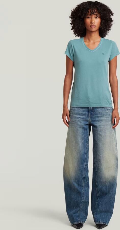 G-Star RAW Overdyed Eyben Slim V T-shirt 2.0 Midden blauw Dames - Foto 5