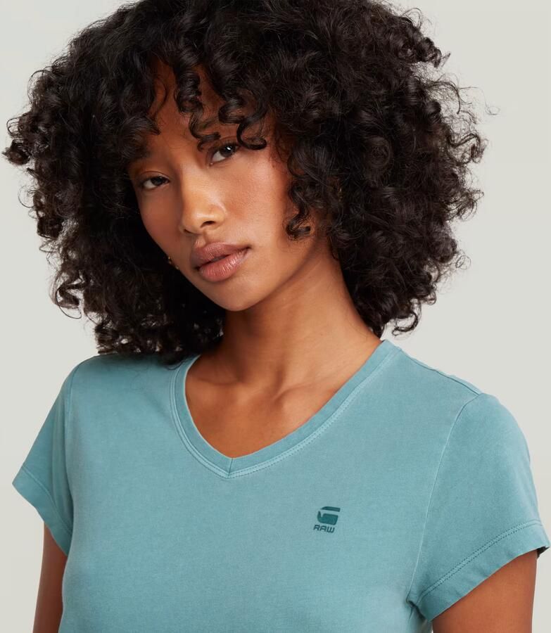 G-Star RAW Overdyed Eyben Slim V T-shirt 2.0 Midden blauw Dames - Foto 3