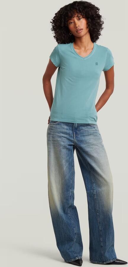 G-Star RAW Overdyed Eyben Slim V T-shirt 2.0 Midden blauw Dames - Foto 6