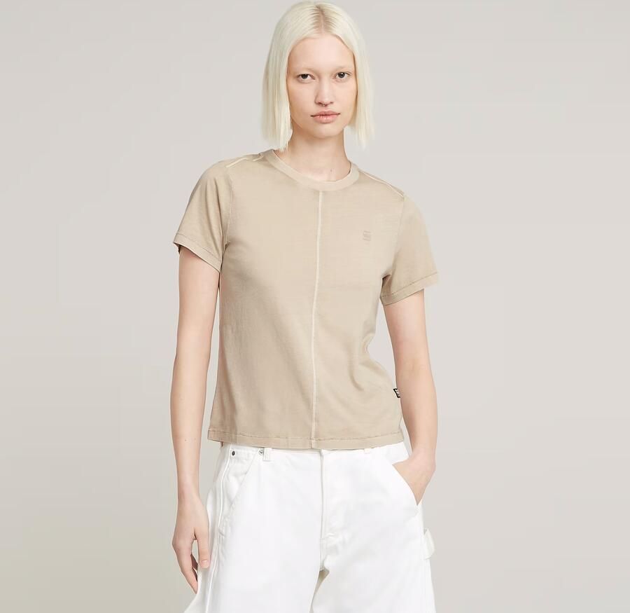 G-Star RAW Overdyed Front Seam Top Beige Dames